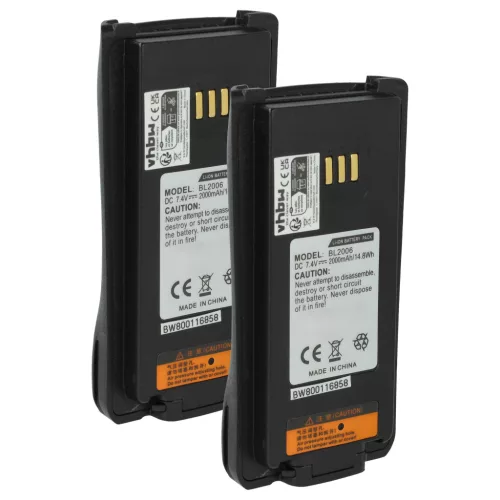 VHBW Radio Battery Hyt BL2006Li, BL2008, BL2006, BL2503 - 2000 mAh 7.4 V Li-Ion