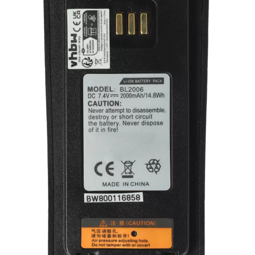 VHBW Radio Battery Hyt BL2006Li, BL2008, BL2006, BL2503 - 2000 mAh 7.4 V Li-Ion