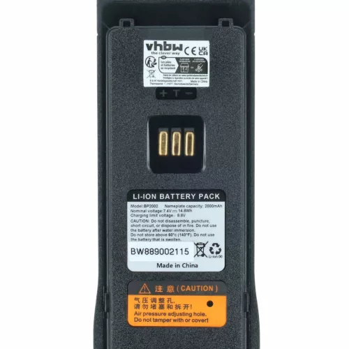VHBW Radio Battery Hytera BP2002 - 2000 mAh 7.4 V Li-Ion