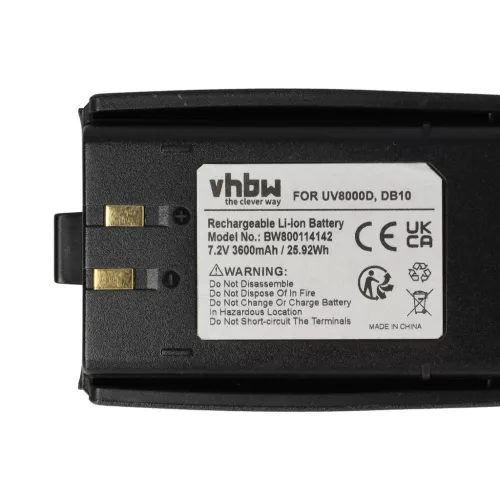 VHBW Radio Akku UV8000D, DB10 - 3600 mAh 7,2 V Li-Ion