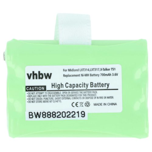 VHBW Radio Battery AVP14, BATT3R - 700 mAh 3.6 V NiMH
