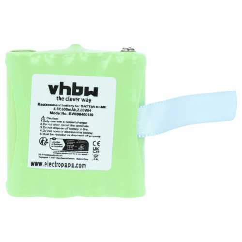 VHBW Radio Battery BATT8R, KEBT072A, KEBT-072-A - 600 mAh 4.8 V NiMH