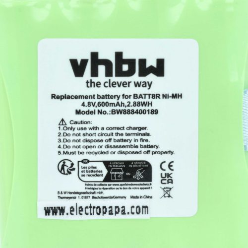 VHBW Radio Battery BATT8R, KEBT072A, KEBT-072-A - 600 mAh 4.8 V NiMH