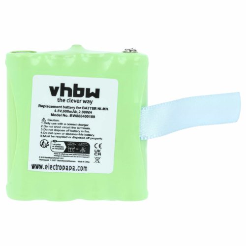 VHBW Radio Battery BATT8R, KEBT072A, KEBT-072-A - 600 mAh 4.8 V NiMH