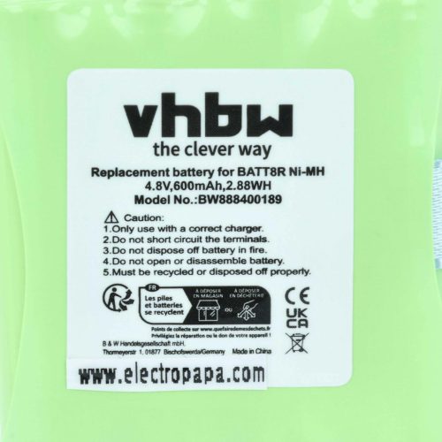 VHBW Radio Battery BATT8R, KEBT072A, KEBT-072-A - 600 mAh 4.8 V NiMH