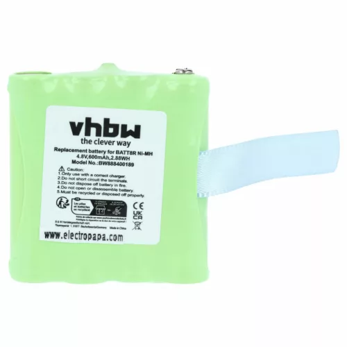 VHBW Radio Battery BATT8R, KEBT072A, KEBT-072-A - 600 mAh 4.8 V NiMH