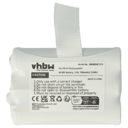 VHBW Radio Battery PB-X6 - 700 mAh 3.6 V NiMH