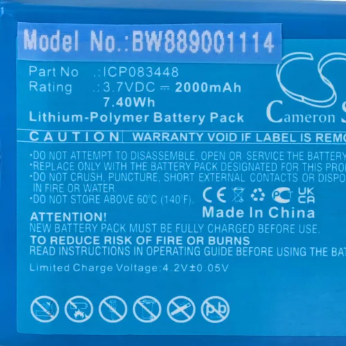 VHBW Radio Akku ICP083448, JHHY903448A - 2000 mAh 3,7 V Li-Polymer