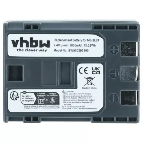 VHBW Videokamera Akku Canon BP-2L5, BP-2L12, BP-2L13, BP-2L18, BP-2L14 - 1800 mAh 7,2 V Li-Ion