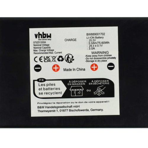 VHBW Battery Ambrogio 6060BA0 - 3000 mAh 25.2 V Li-Ion