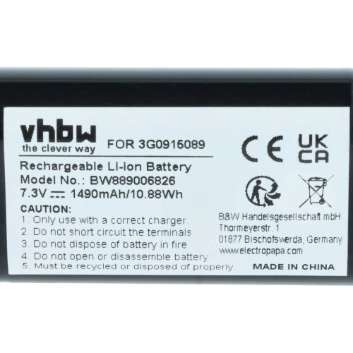 VHBW Car TCU / ECU Battery Audi 3G0 915 089 - 1490 mAh 7.3 V Li-Ion