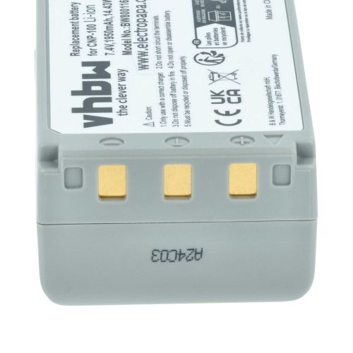 VHBW Akku Casio NP-100L, NP-100 - 1950 mAh 7,4 V Li-Ion