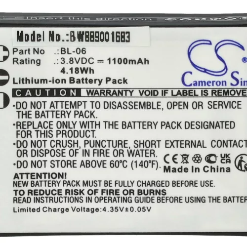 VHBW Battery BL-06 - 1100 mAh 3.8 V Li-Ion