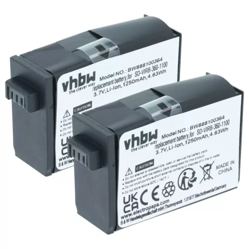 VHBW Videokamera Akku 010-12521-40, 360-00106-00 - 1250 mAh 3,8 V Li-Ion