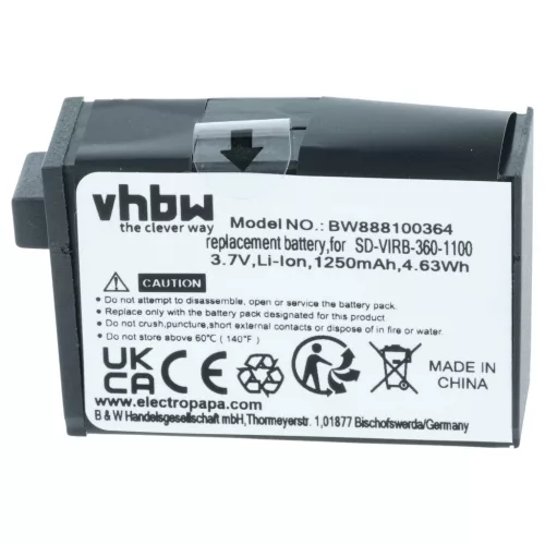 VHBW Videokamera Akku 010-12521-40, 360-00106-00 - 1250 mAh 3,8 V Li-Ion