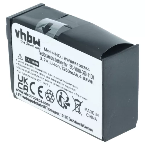 VHBW Videokamera Akku 010-12521-40, 360-00106-00 - 1250 mAh 3,8 V Li-Ion