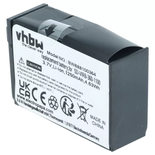 VHBW Camcorder Battery 010-12521-40, 360-00106-00 - 1250 mAh 3.8 V Li-Ion