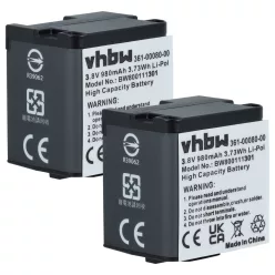   VHBW Videokamera Akku 010-01363-10, 010-12256-01, 361-00080-00 - 980 mAh 3,8 V Li-Polymer