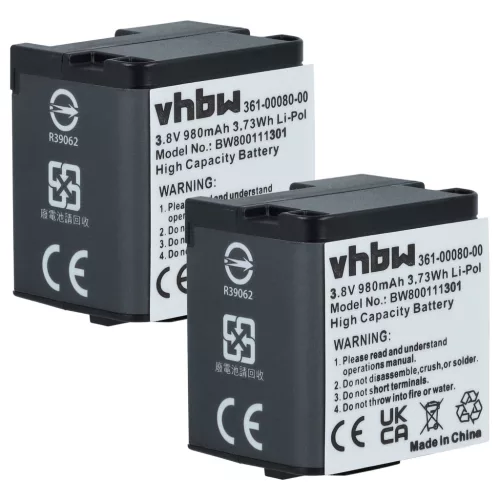 VHBW Videokamera Akku 010-01363-10, 010-12256-01, 361-00080-00 - 980 mAh 3,8 V Li-Polymer