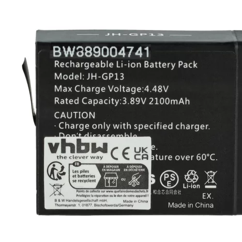 VHBW Akku GoPro JH-GP13 - 2100 mAh 3,89 V Li-Ion