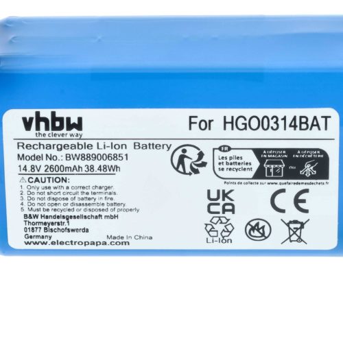 VHBW Akku Hoover B015, 35602251, HGO0314BAT - 2600 mAh 14,8 V Li-Ion
