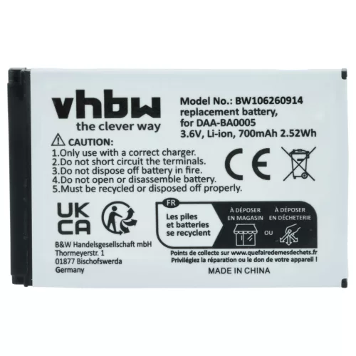 VHBW MP3-Player Akku Creative - 700 mAh 3,7 V Li-Ion