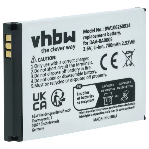 VHBW MP3-Player Akku Creative - 700 mAh 3,7 V Li-Ion