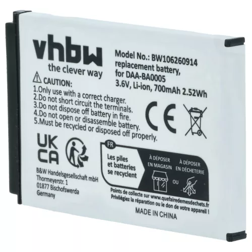 VHBW MP3-Player Akku Creative - 700 mAh 3,7 V Li-Ion