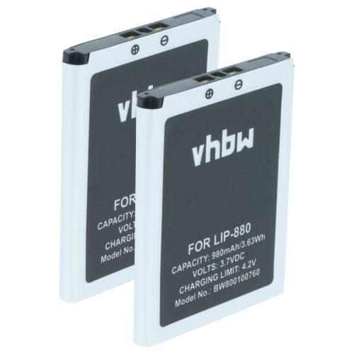VHBW MP3-Player Akku LIP-880PD, LIP-880PD-B, LIP-880 - 980 mAh 3,7 V Li-Ion