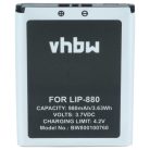 VHBW MP3-Player Akku LIP-880PD, LIP-880PD-B, LIP-880 - 980 mAh 3,7 V Li-Ion