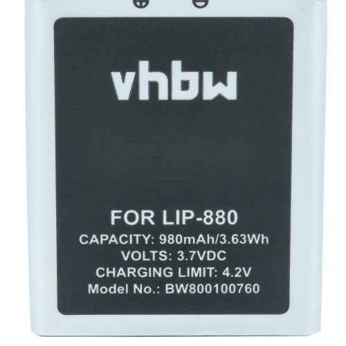 VHBW MP3-Player Akku LIP-880PD, LIP-880PD-B, LIP-880 - 980 mAh 3,7 V Li-Ion