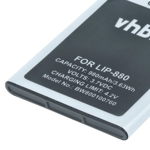 VHBW MP3-Player Akku LIP-880PD, LIP-880PD-B, LIP-880 - 980 mAh 3,7 V Li-Ion
