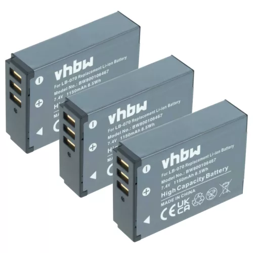 VHBW Akku Kodak LB-070 - 1150 mAh 7,4 V Li-Ion