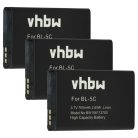 Mobile Phone 3x Battery replaces Alcatel RTR001F01, 3BN67332AA, 10000058 - 700 mAh 3.7 V Li-Ion