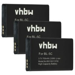   Mobile Phone 3x Battery replaces Alcatel RTR001F01, 3BN67332AA, 10000058 - 700 mAh 3.7 V Li-Ion