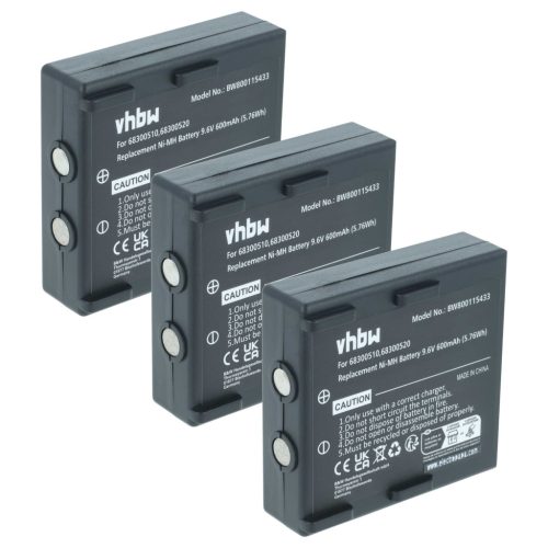 VHBW Remote Control Battery 68300510, 68300520, 68300525 - 600 mAh 9.6 V NiMH