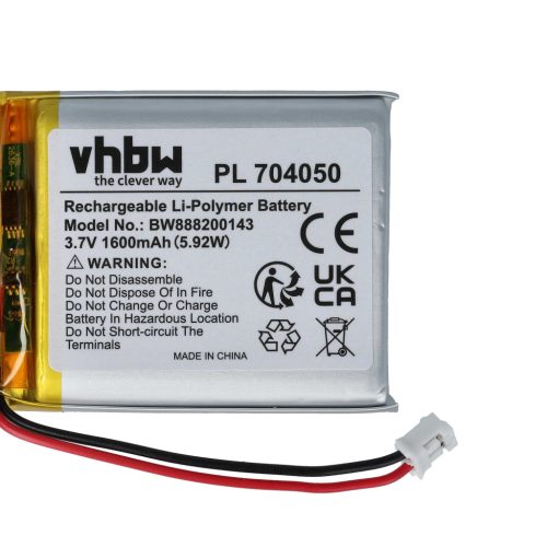 VHBW Akku Fatboy PN704050 - 1600 mAh 3,7 V Li-Polymer