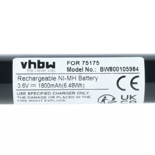 VHBW Taschenlampenakku Pelican Streamlight 75175, 75375 - 1800 mAh 3,6 V NiMH