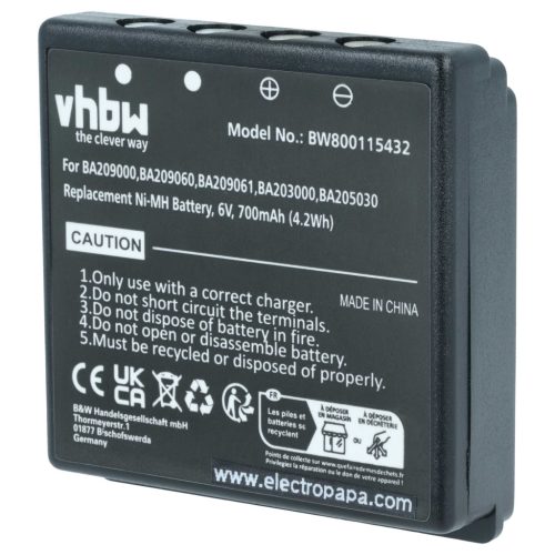 VHBW Fernbedienungsakku HBC BA203000, BA205030, 005-01-00615 - 700 mAh 6 V NiMH