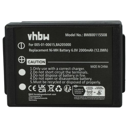 VHBW Távirányító Akkumulátor 005-01-00615, BA205000, BA205030 - 2000 mAh 6 V NiMH