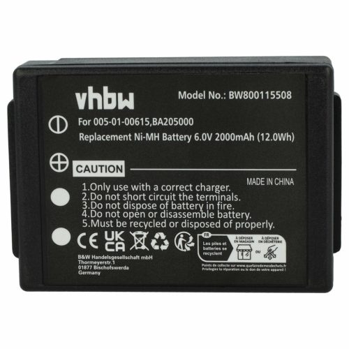VHBW Fernbedienungsakku 005-01-00615, BA205000, BA205030 - 2000 mAh 6 V NiMH