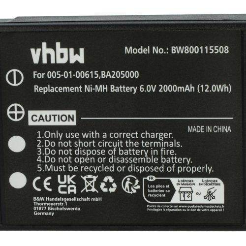 VHBW Fernbedienungsakku 005-01-00615, BA205000, BA205030 - 2000 mAh 6 V NiMH