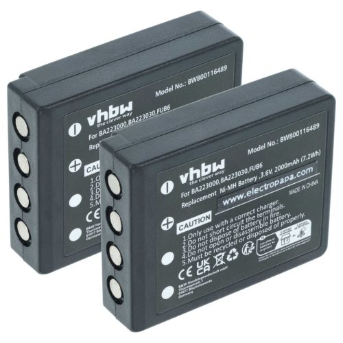 VHBW Fernbedienungsakku HBC FBFUB09N, BA223031, BA223001, BA223000, BA223030 - 2000 mAh 3,6 V NiMH