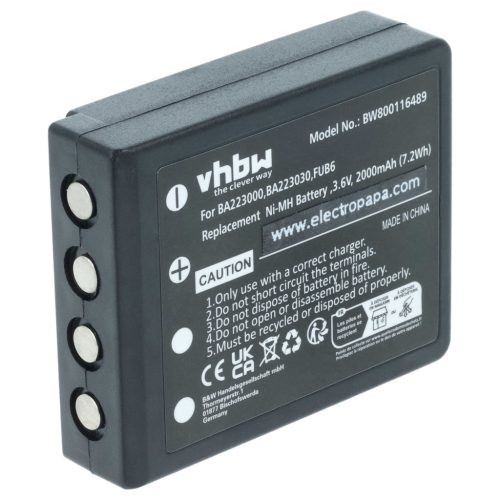 VHBW Fernbedienungsakku HBC FBFUB09N, BA223031, BA223001, BA223000, BA223030 - 2000 mAh 3,6 V NiMH