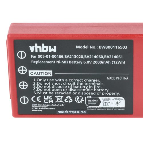VHBW Remote Control Battery 005-01-00466, BA210 - 2000 mAh 6 V NiMH