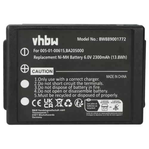 VHBW Remote Control Battery 005-01-00615, BA205000, BA205030 - 2300 mAh 6 V NiMH