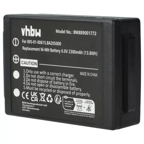 VHBW Remote Control Battery 005-01-00615, BA205000, BA205030 - 2300 mAh 6 V NiMH