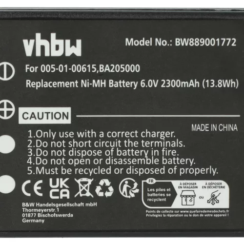 VHBW Fernbedienung Akku 005-01-00615, BA205000, BA205030 - 2300 mAh 6 V NiMH