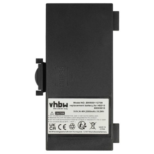 VHBW Radio Battery Hetronic 68303000, 68303010, 6830300, 68303020, HE010 - 2000 mAh 9.6 V NiMH