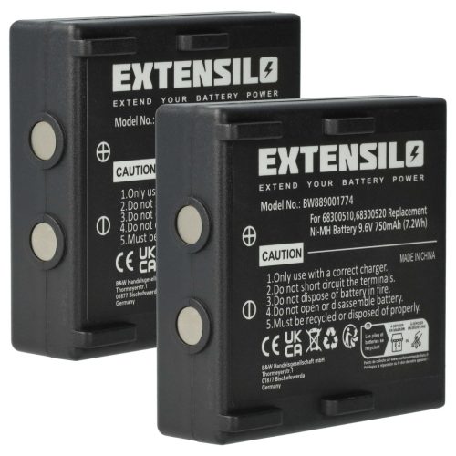 VHBW Remote Control Battery 68300510, 68300520, 68300525 - 750 mAh 9.6 V NiMH